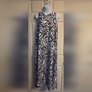 Slim Factor By Investments Black and White Paisley Maxi Dress XL